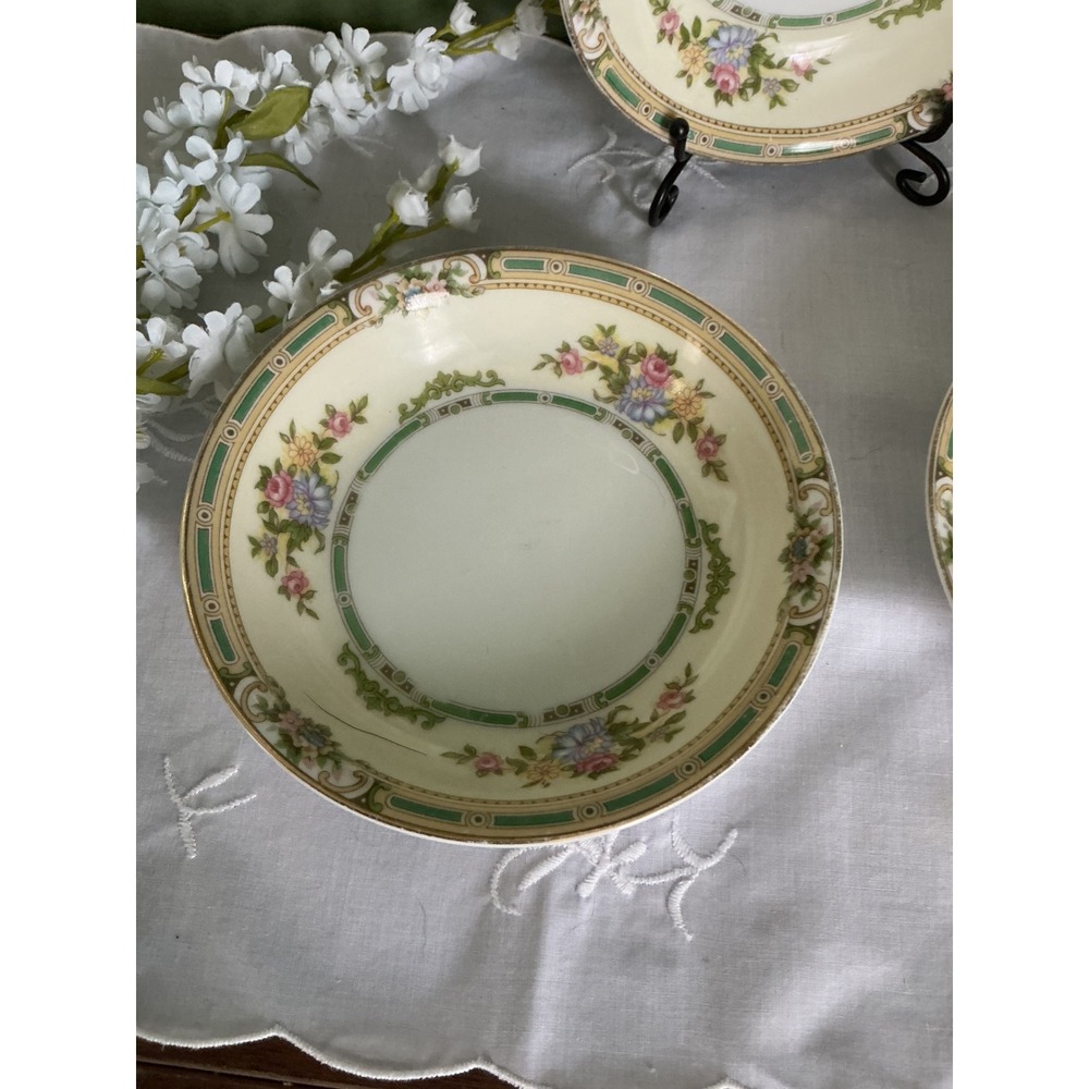 Noritake Alicia Fruit Bowls Set of 3 Vintage Japan Floral Gold Trim China 5.5"